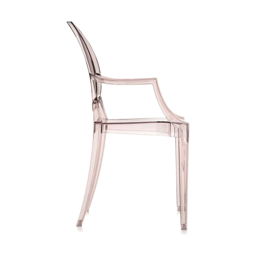 Transparent Blush Orange Louis Ghost Chairs with Arms by Philippe Starck - Set of 2