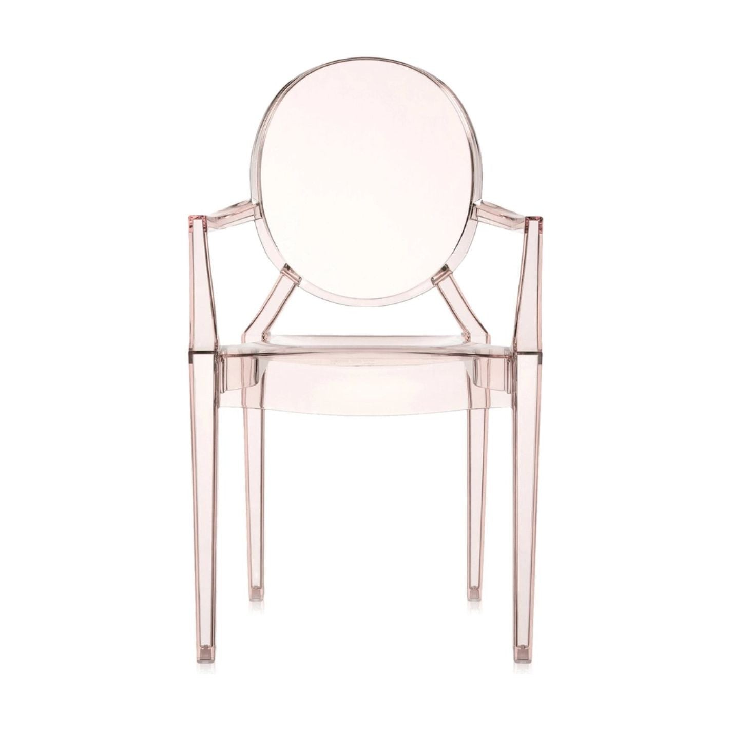 Set of 2 Blush Orange Louis Ghost Chairs with Arms by Philippe Starck - Modern Elegance