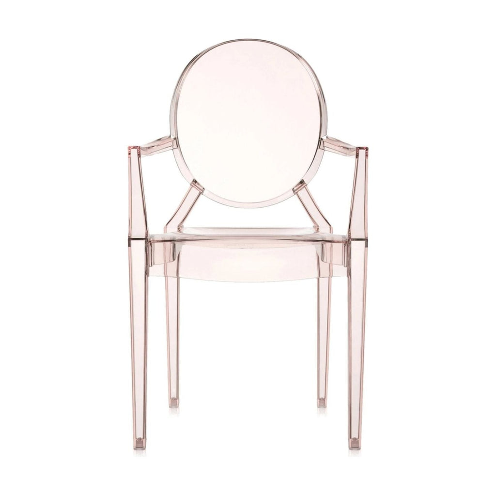 Set of 2 Blush Orange Louis Ghost Chairs with Arms by Philippe Starck - Modern Elegance