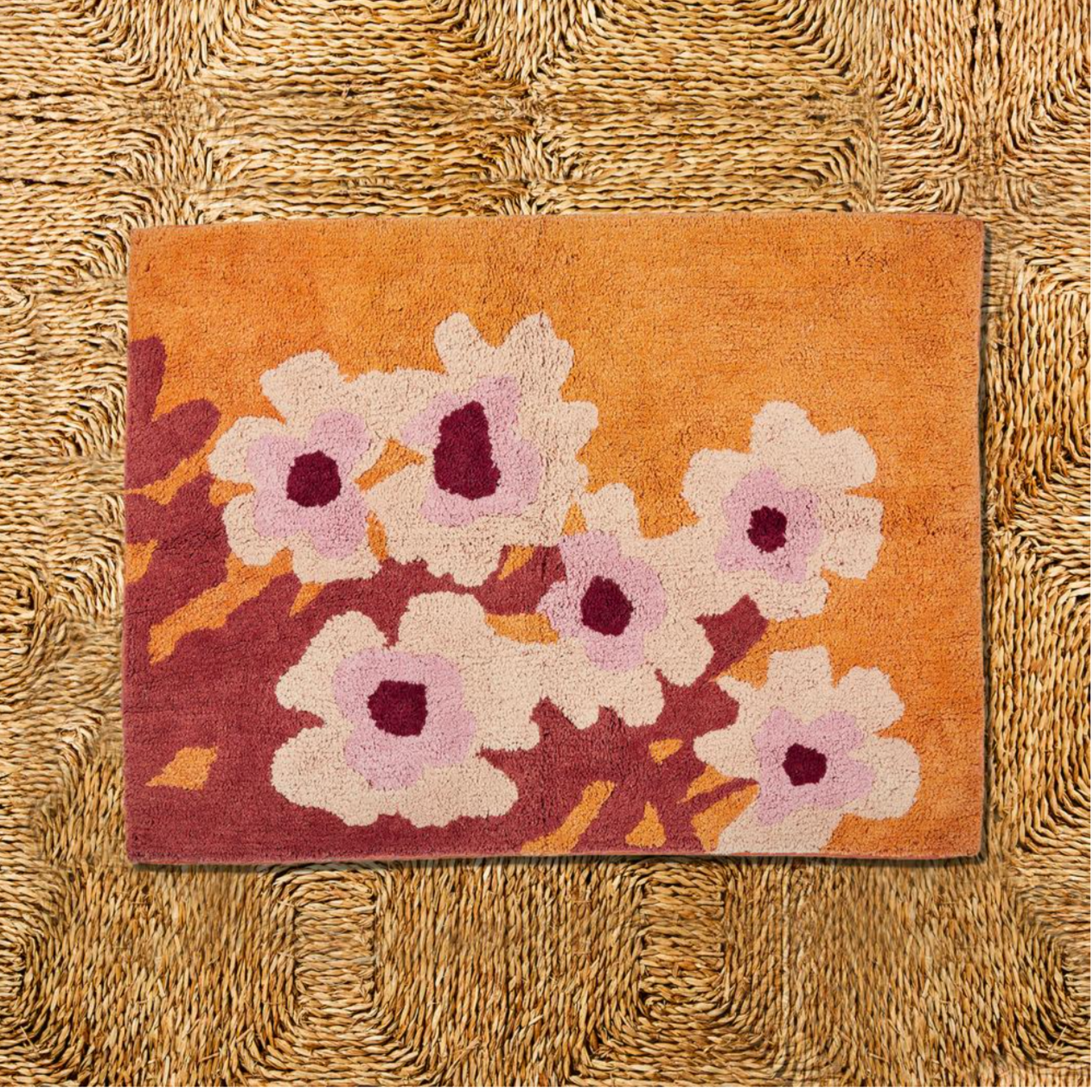 Bonnie and Neil Tufted Cotton Bathmats, Primrose Rust - Shoppe Details and Design.