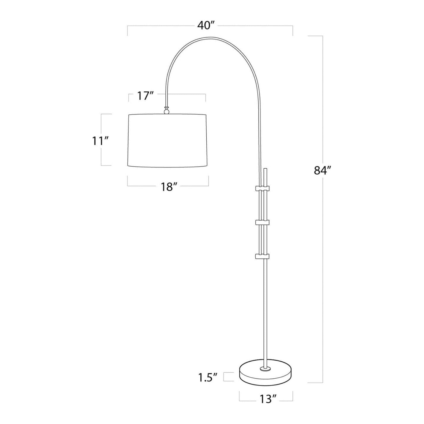 Stylish Interior Lighting Brass Arc Floor Lamp with Fabric Shade.