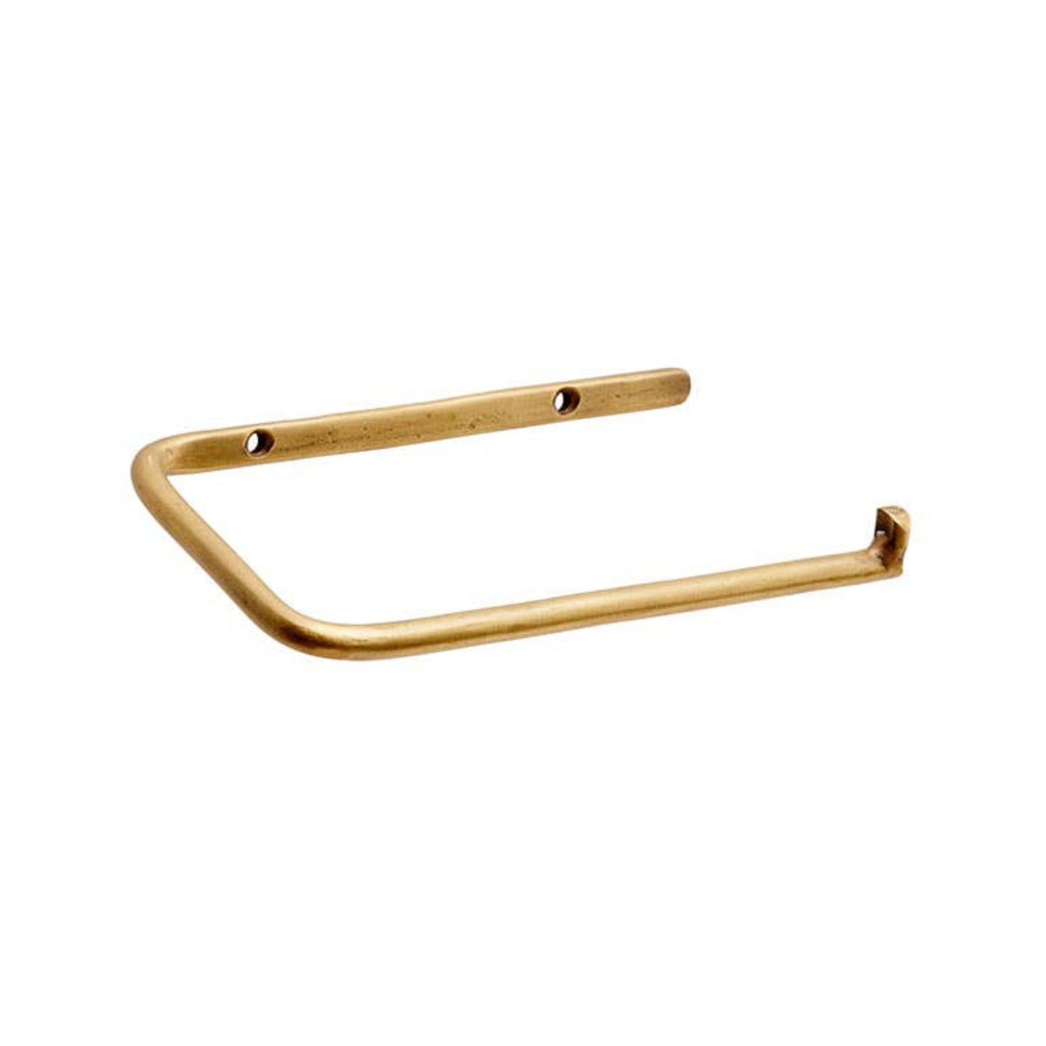 Gold metal brass toilet paper holder.