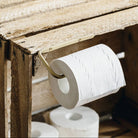 gold metal brass toilet paper holder.