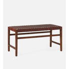 Spacious bench with dark stain teak frame