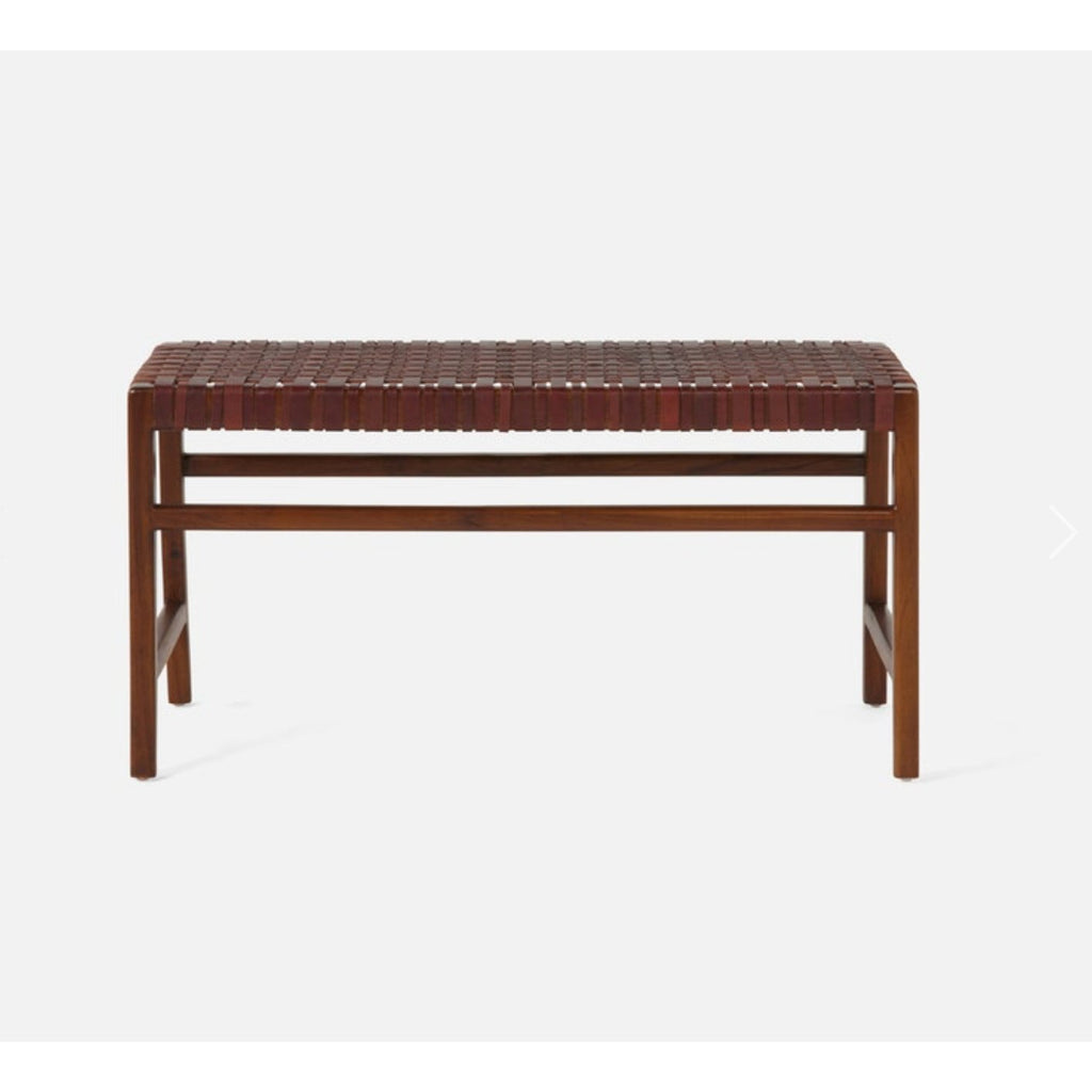 Large Percy Bench upholstered in chestnut leather