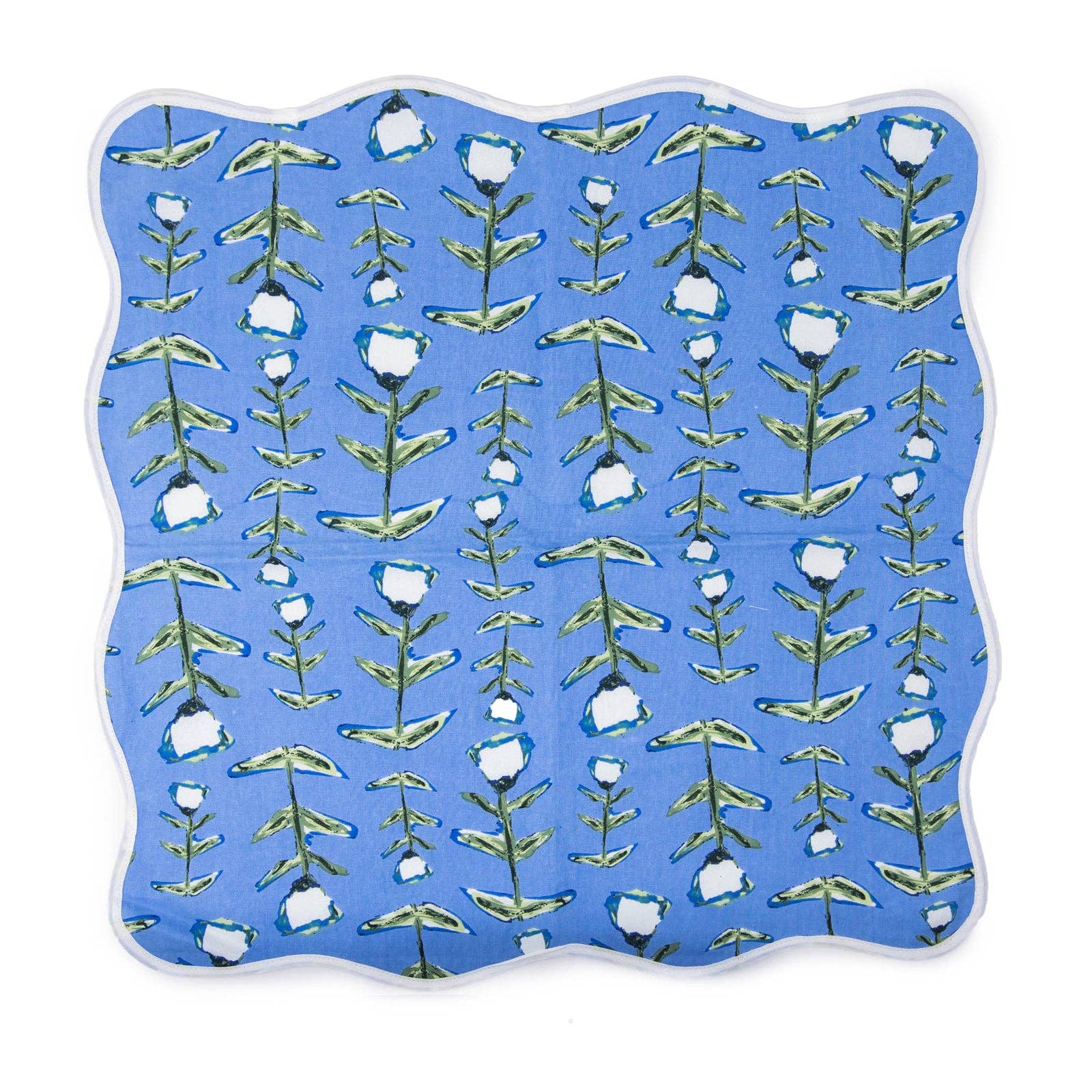 Scalloped Cotton Napkin Set of 4 Blue Tulip Modafleur (Hunter Blake X Erin Donahue Tice) - Shoppe Details and Design