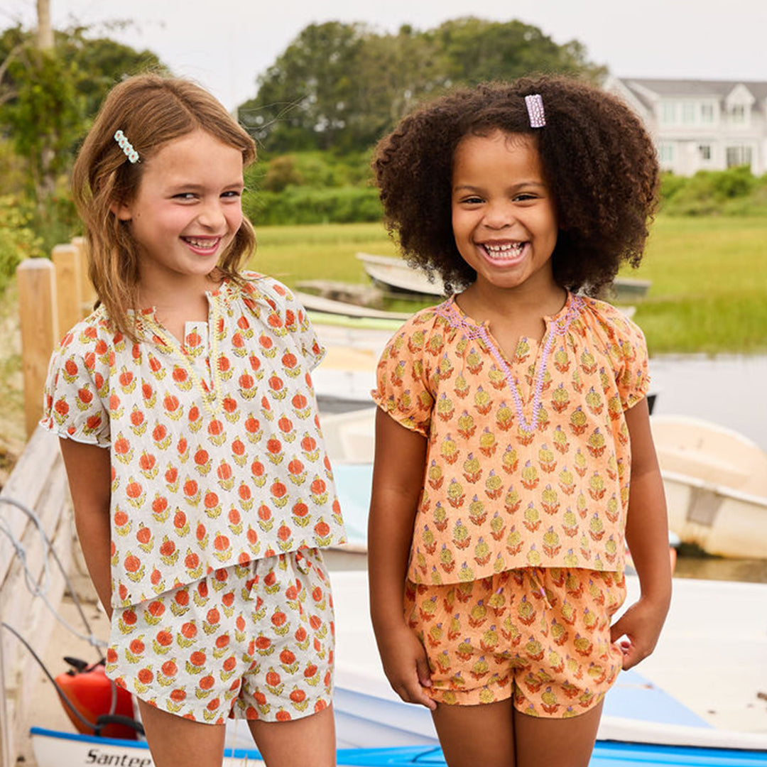 Girls Theodore Short in Orange Dahlia | Versatile Spring Staple | Pink Chicken - Shoppe Details and Design