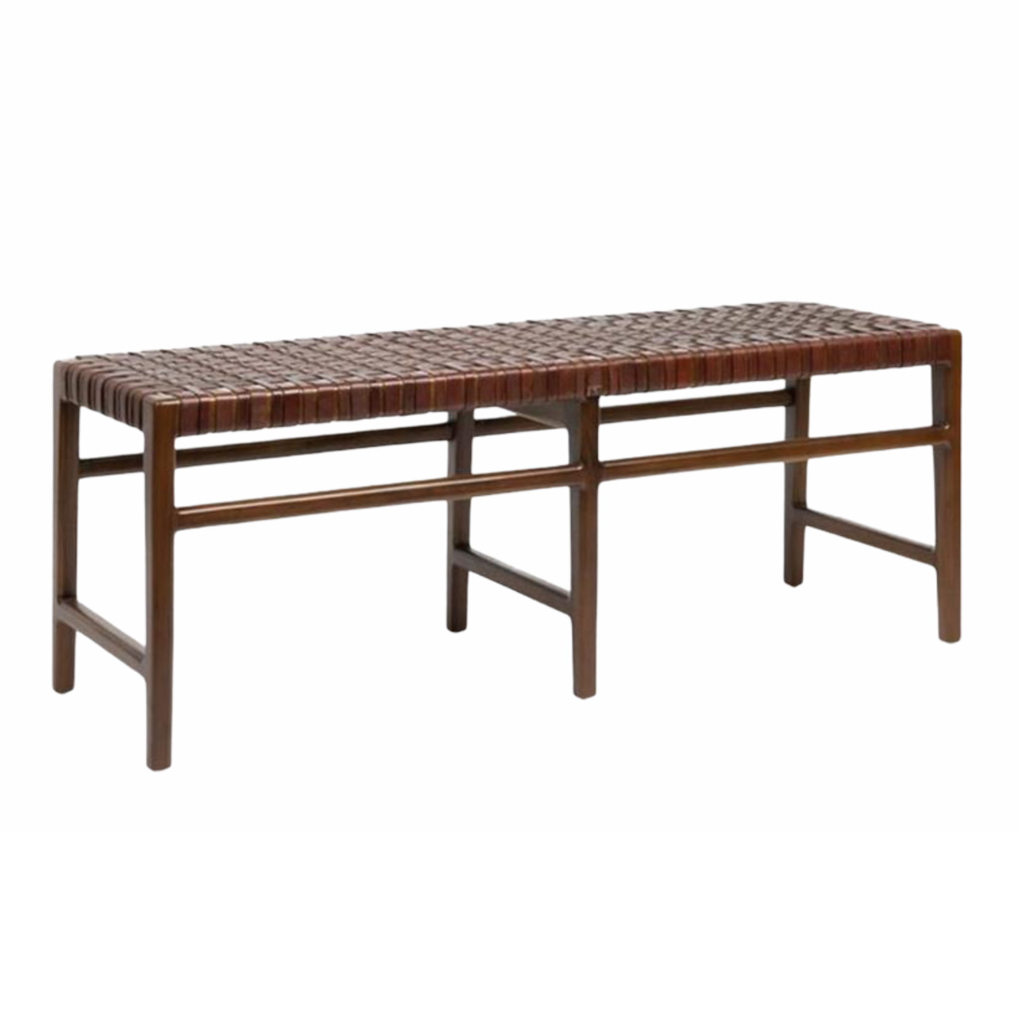 Chestnut woven leather Bench.