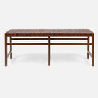 Chestnut woven leather bench.