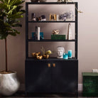 Stylish Navy Blue Bookcase with textured finish for chic living spaces.