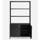 Chic Navy Blue Faux Linen Bookcase - stylish addition to any room.