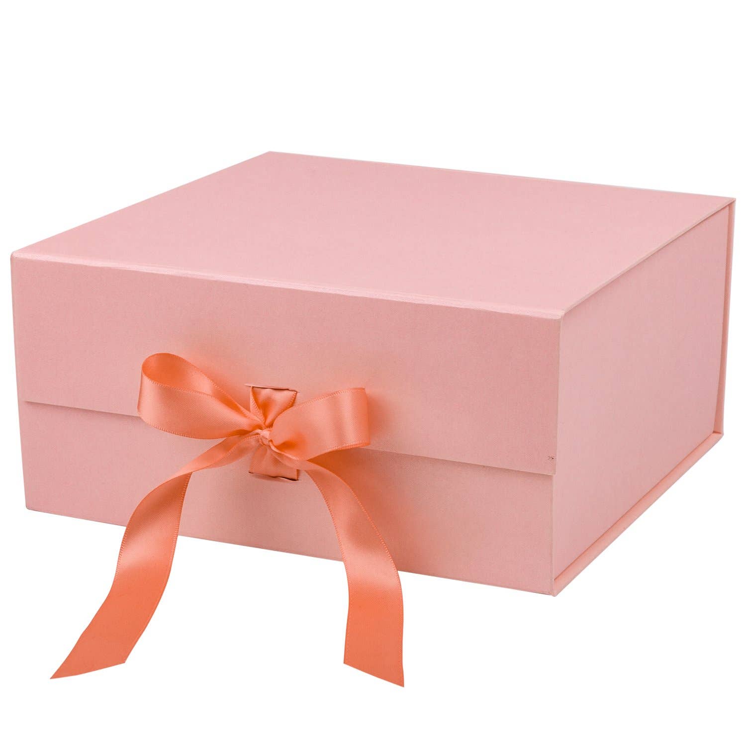 7 Colors | 8" x 8" x 4" Collapsable Gift Box w/ Satin Ribbon & Magnetic Square Flap Lid - Shoppe Details and Design