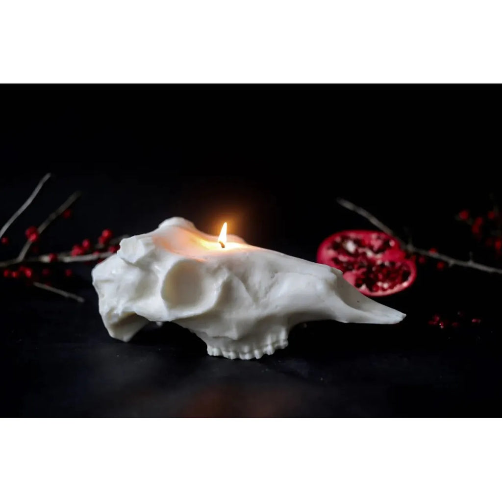 Artisan Deer Skull Soy Wax Candle, handcrafted in Portland, Maine.