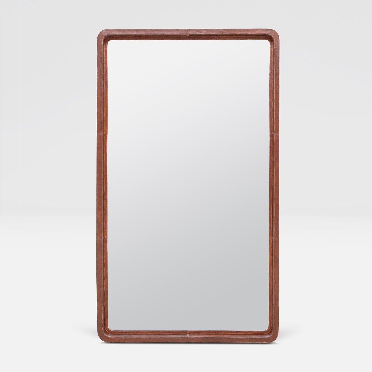 Tobacco Full-Grain Leather Duncan Rectangular Mirror – Rustic elegance at its finest.