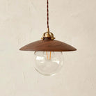 Edmund Pendant Light with black walnut wood finish and brass accents