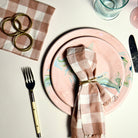 elegant brass napkin rings with leather tie set of four.