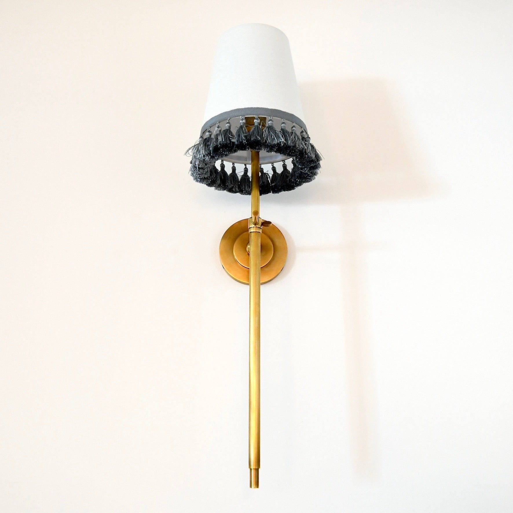 Elegant Bryant Large Tail Sconce in Antique Brass with Custom Shades - Details and Design - Wall Sconce - Visual Comfort