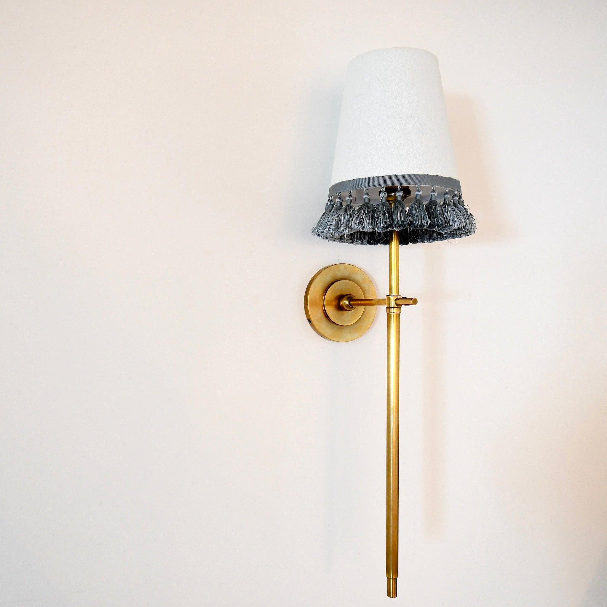 Elegant Bryant Large Tail Sconce in Antique Brass with Custom Shades - Details and Design - Wall Sconce - Visual Comfort