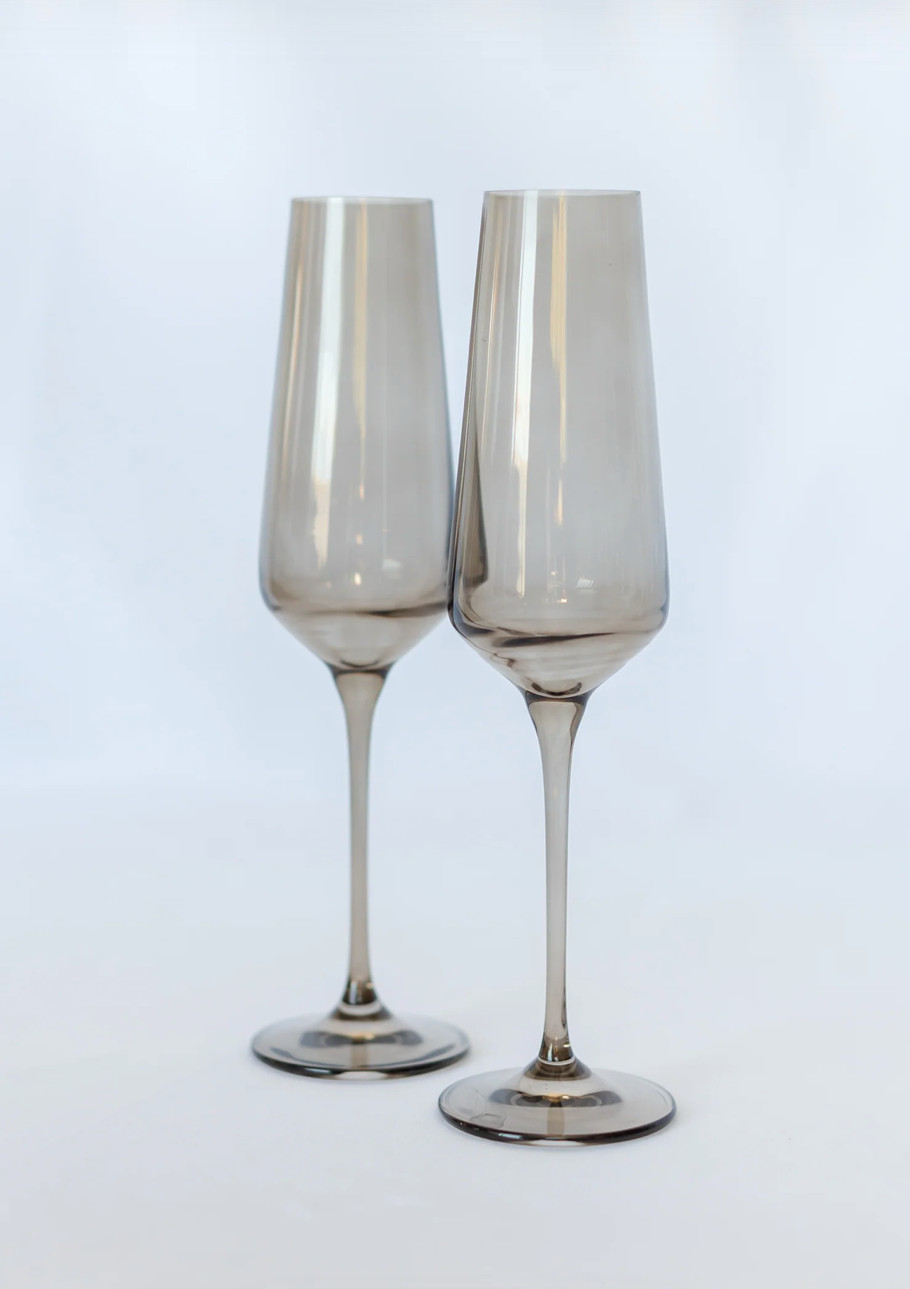 Estelle Colored Glass Gray Smoke Champagne Flutes - Set of 2 - Shoppe Details and Design.