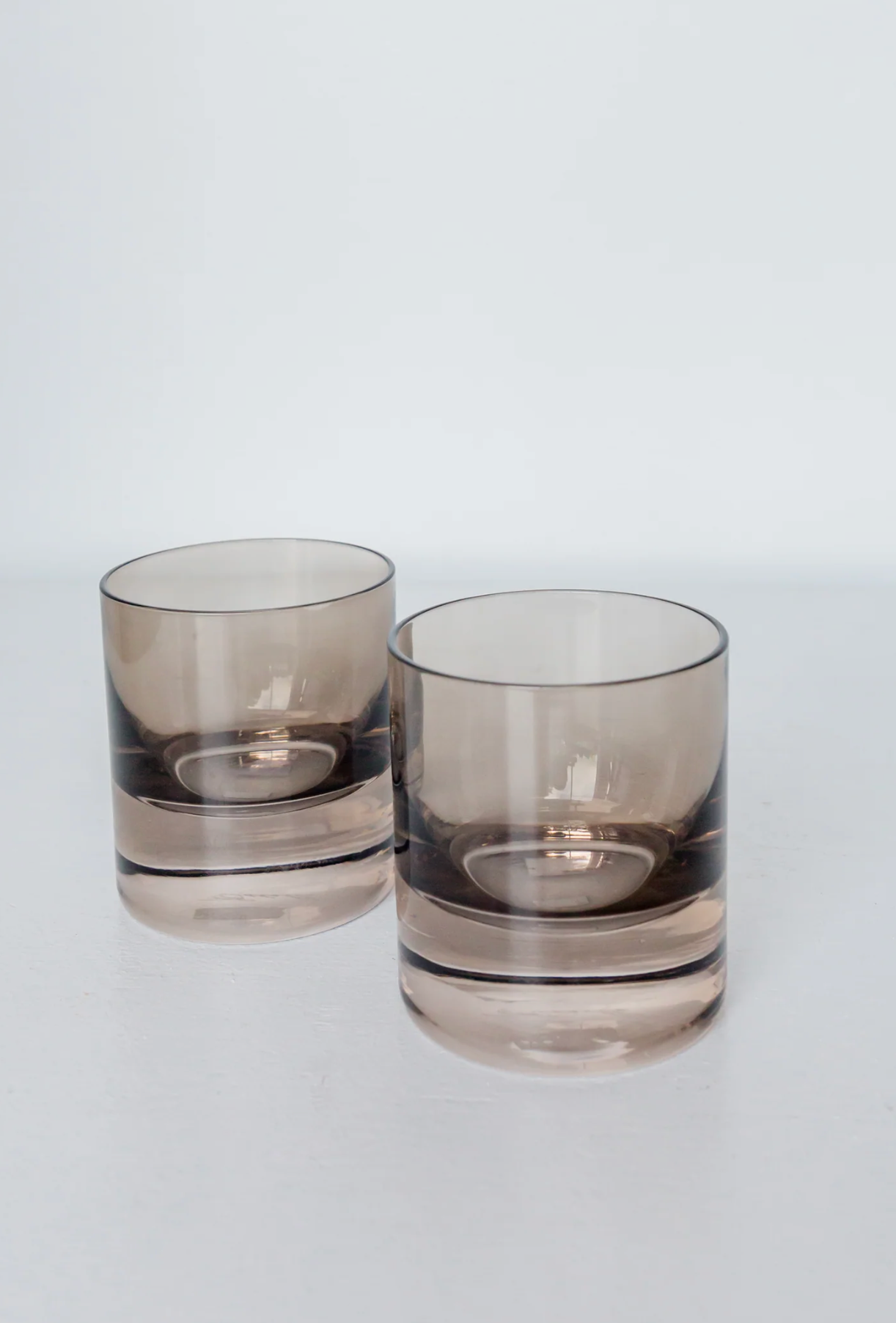 Estelle Colored Glass Gray Smoke Rock Glasses - Set of 2 - Shoppe Details and Design.
