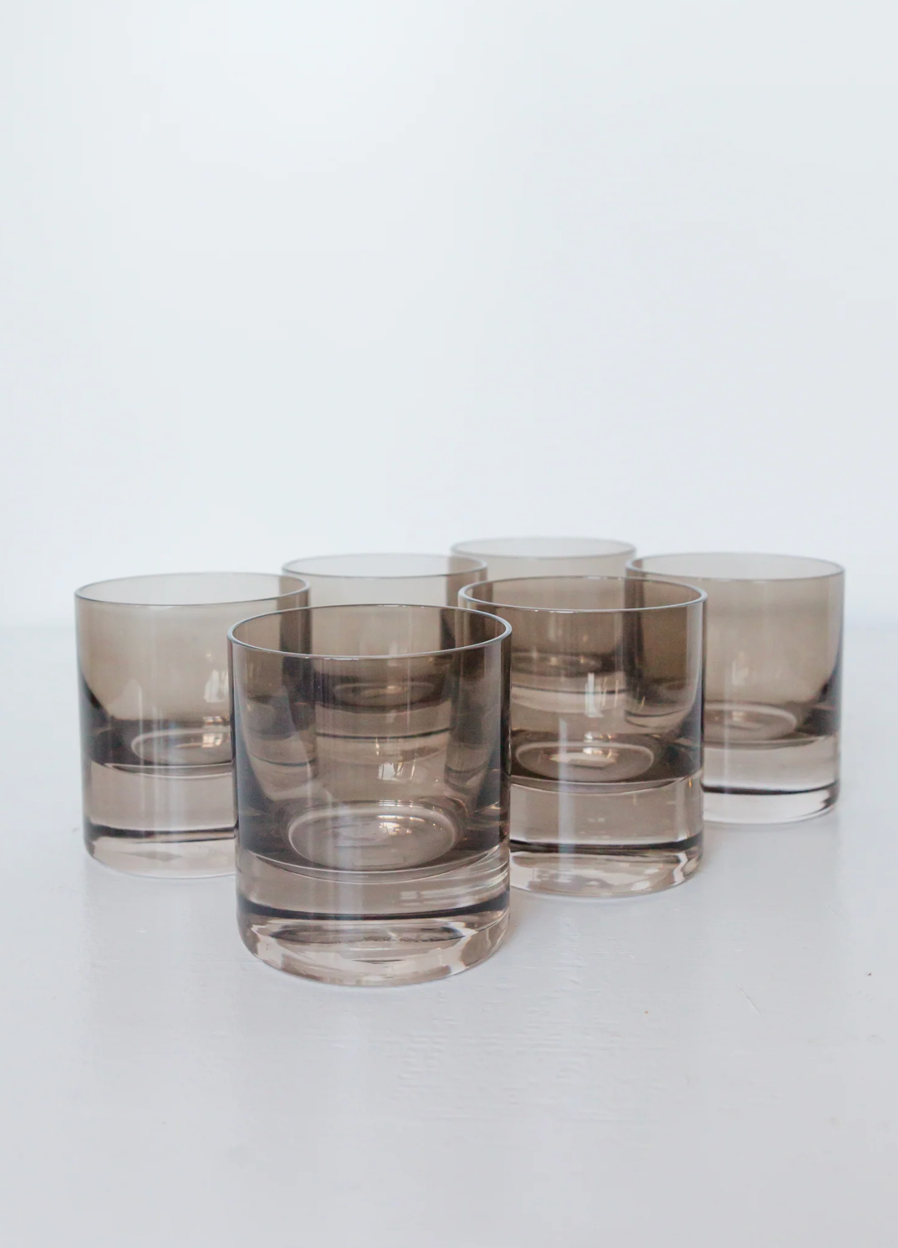 Estelle Colored Glass Gray Smoke Rock Glasses - Set of 6 - Shoppe Details and Design.