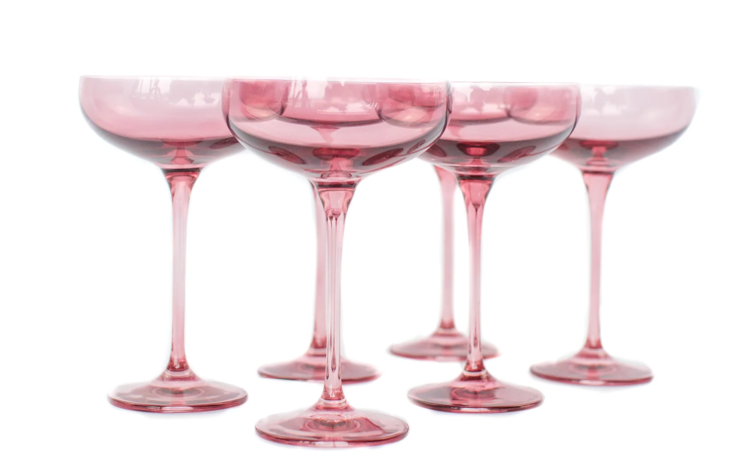 Estelle Colored Glass Rose Champagne Coupe Set - Set of 6 - Shoppe Details and Design.