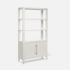 fergus 2-door raffia bookcase in white with gold hardware.