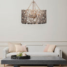 Stylish Finnegan Chandelier – Clear translucent resin and gold metal chandelier