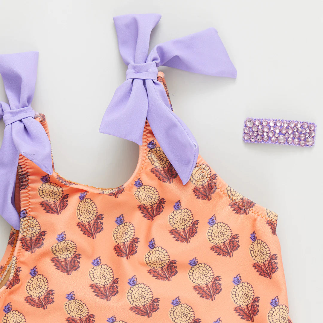 Pink Chicken- Girls Shelly Suit in Orange Dahlia - Shoppe Details and Design