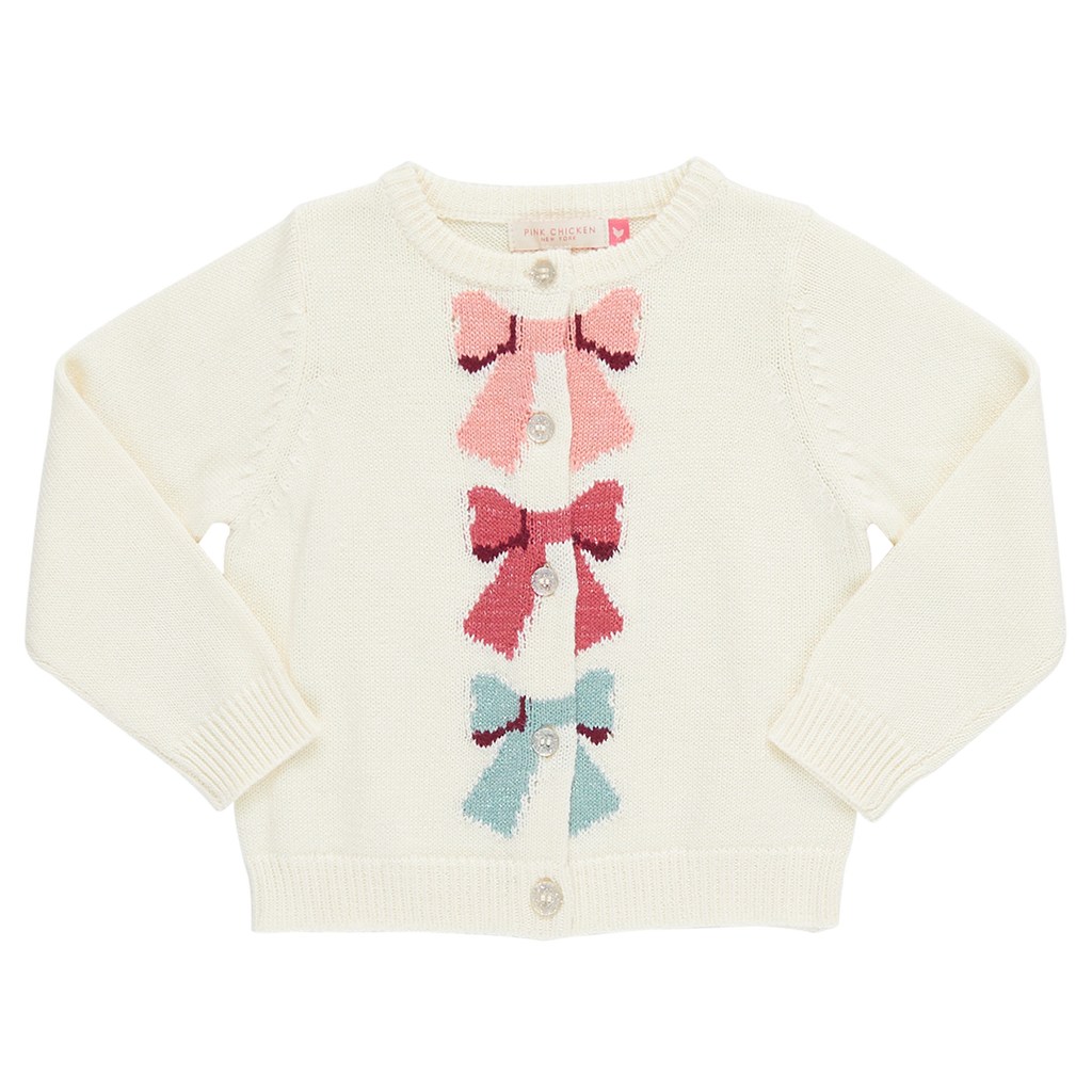 Pink Chicken Maude Bow Sweater in Cream Bows