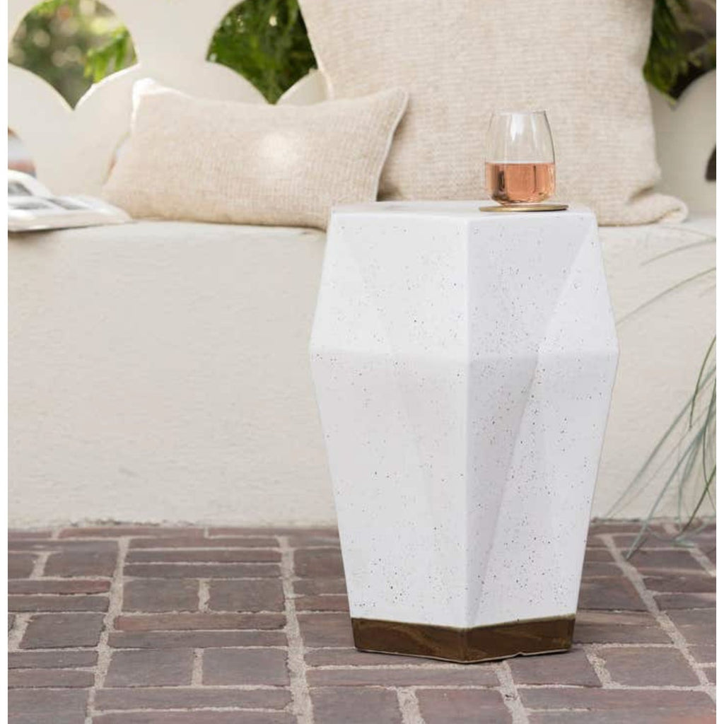 "Stylish Indoor/Outdoor Shelby Ceramic Stool with Glossy Finish"