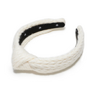 ivory cable knit slim knotted headband.