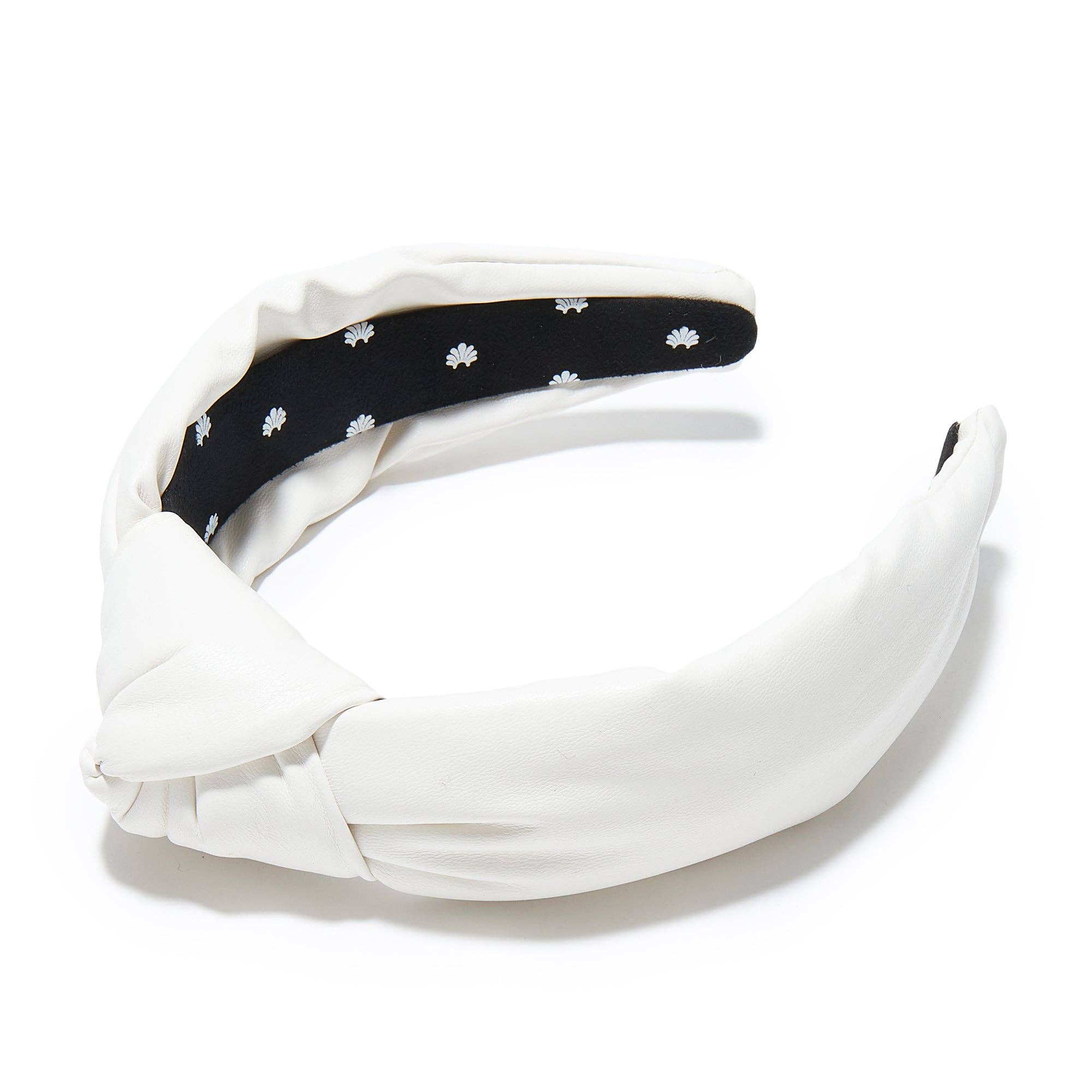 Lele Sadoughi Ivory Porcelain Faux Leather Knotted Headband | Porcelain Faux Leather Hairband | Bestselling Porcelain Faux Leather Headband.