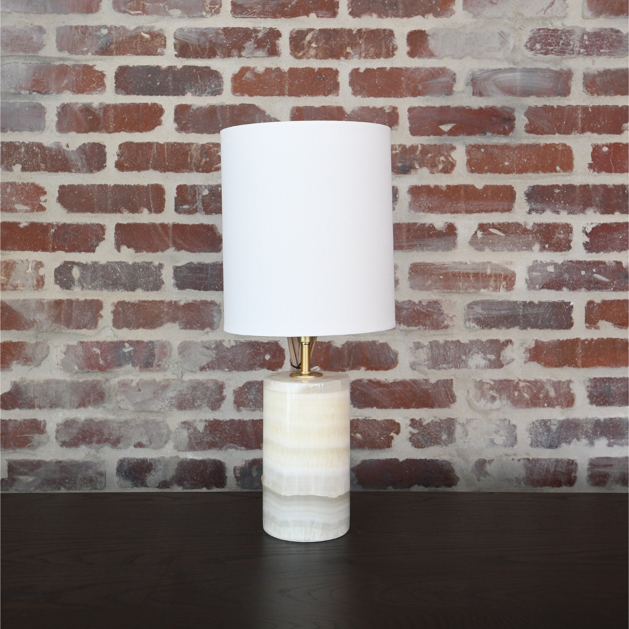 Jade & Brass Mini Cylinder Lamp – Elegant fusion of materials