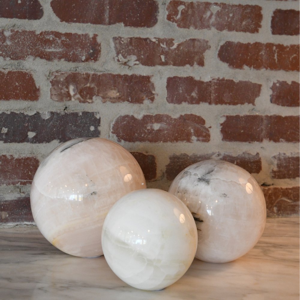 Elegant Jade Sphere Trio - Home Decor and Good Fortune