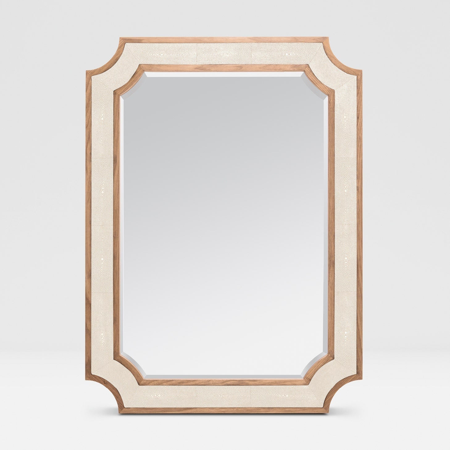 Contemporary Ivory Faux Shagreen Mirror - enhancing any room with sophistication.