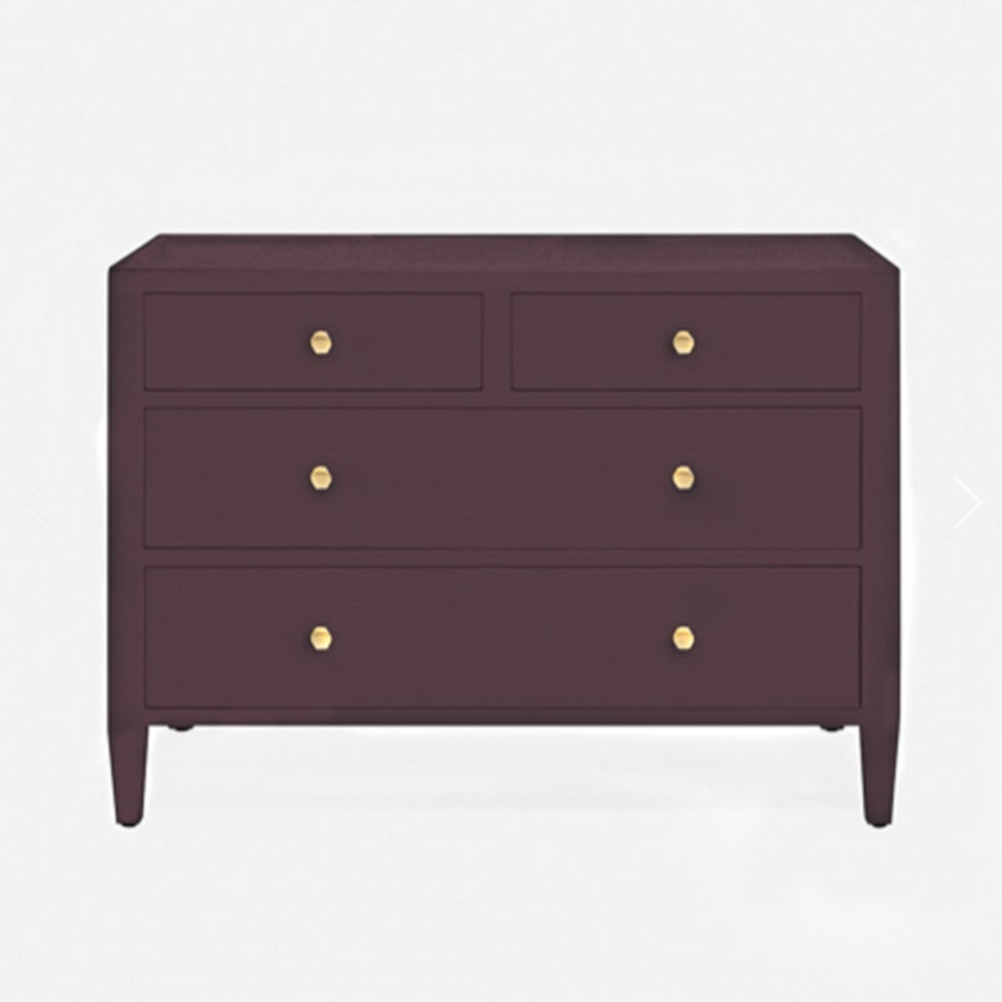 Stylish aubergine dresser with faux Belgian linen texture