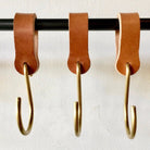 Luxurious Tan Leather S-Hooks for Stylish Home Storage