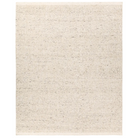 Leonard Rug with handwoven 100% wool construction, neutral cream base, and light brown stripes, 1/2-inch thick, made in India.