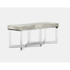 Hair-on-hide upholstery on Lex Gray bench with acrylic legs