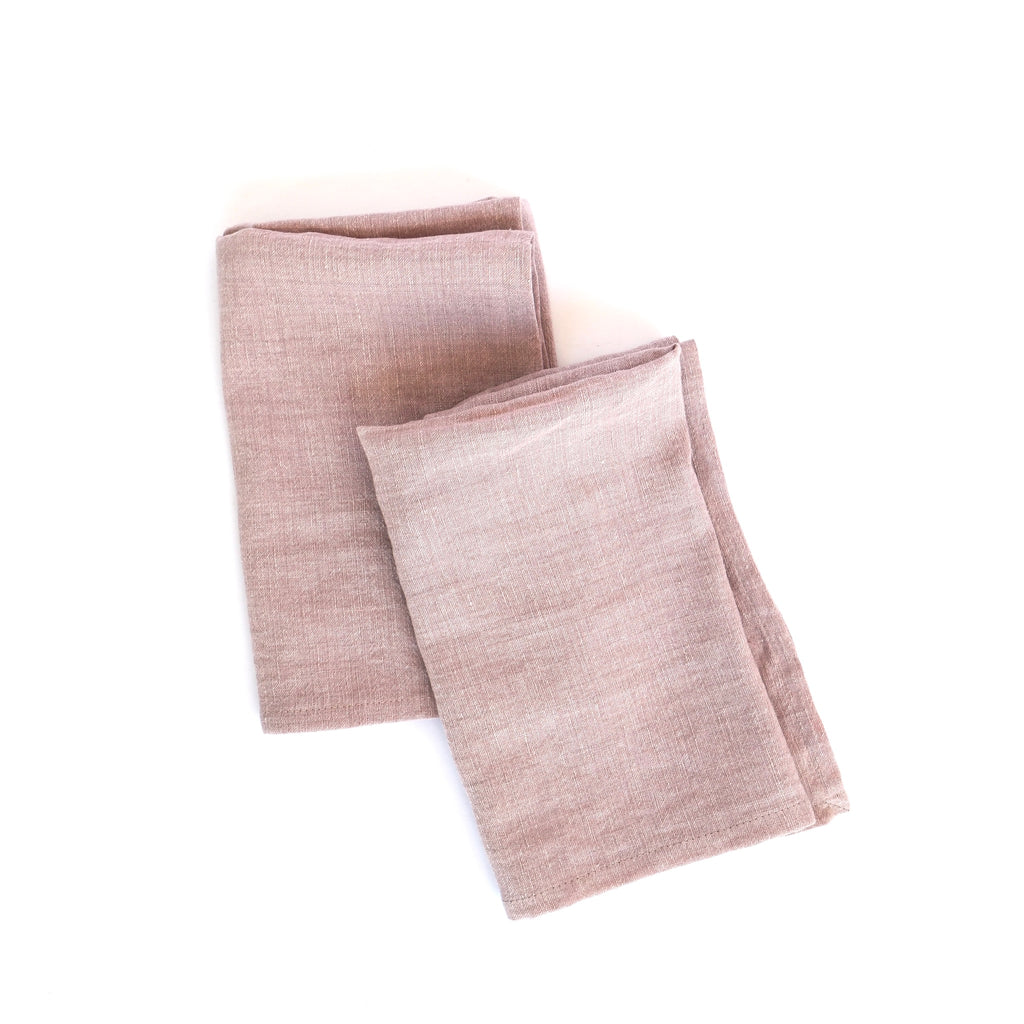 Two folded Lilac Tea Towels Set by Kitchen Elegance on a white background, set of 2.