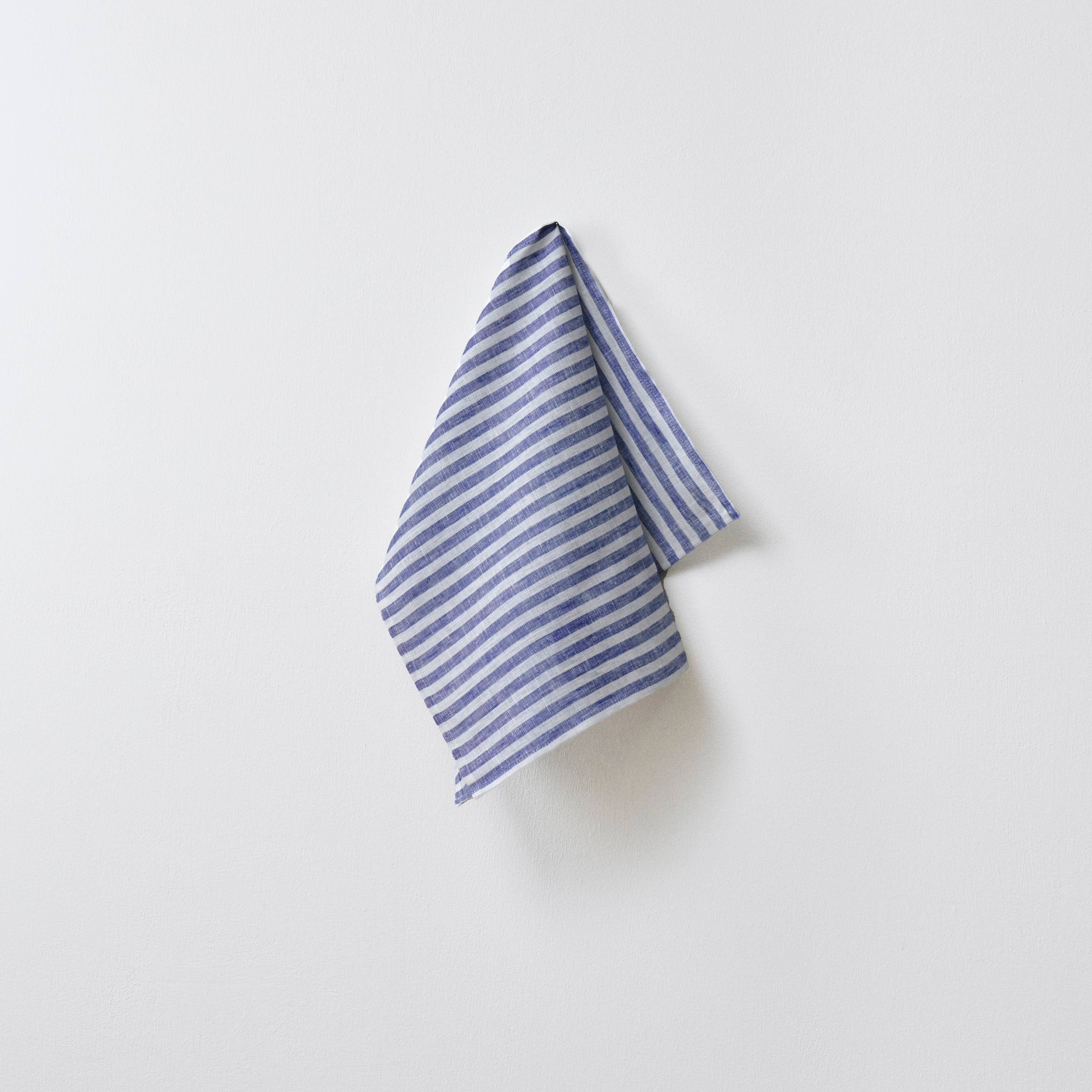 blue and white stripe linen tea towel.