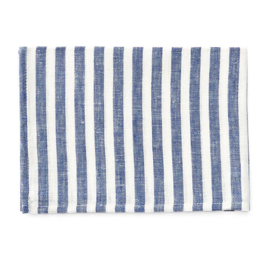 blue and white linen tea towel.