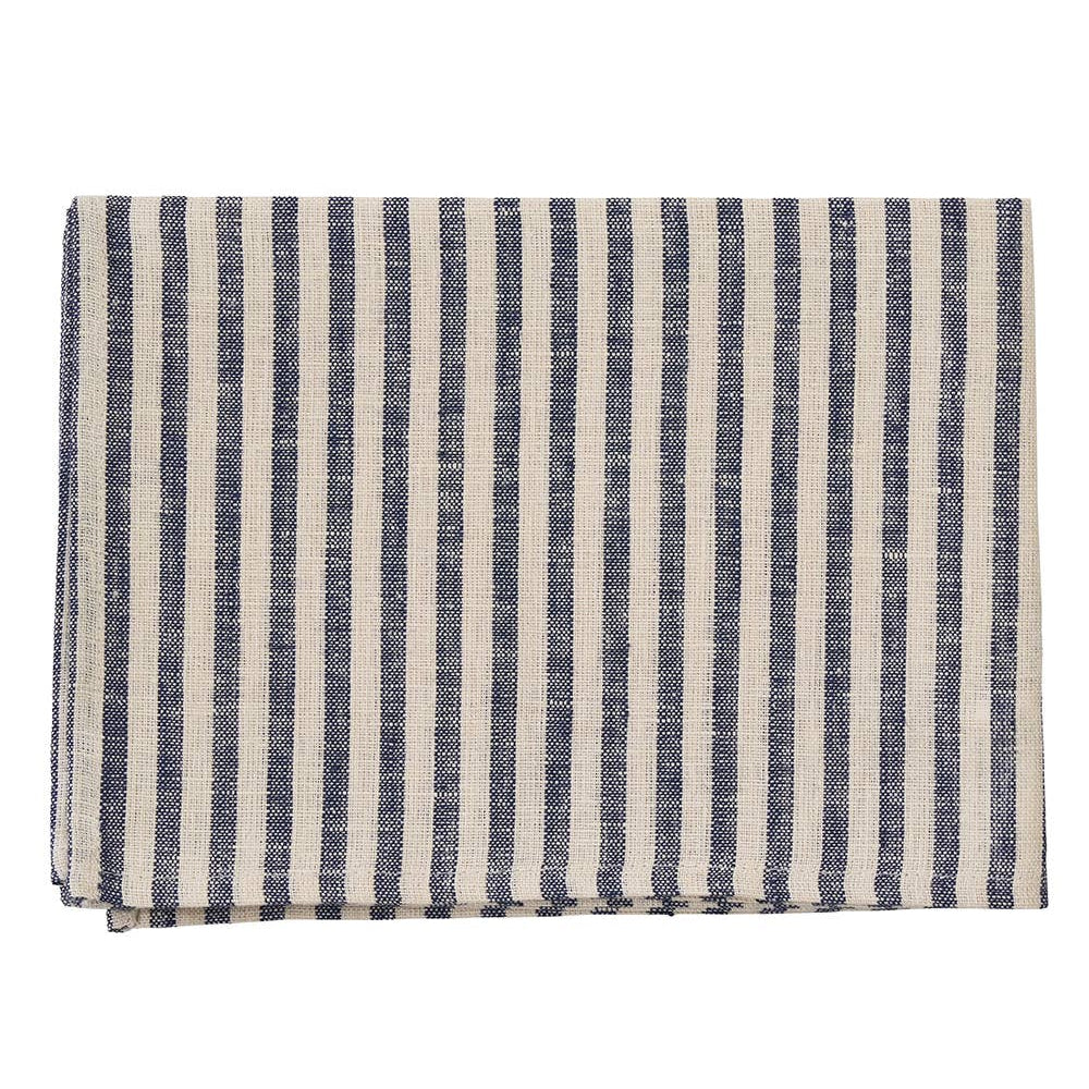blue and white linen fine stripe tea towel.