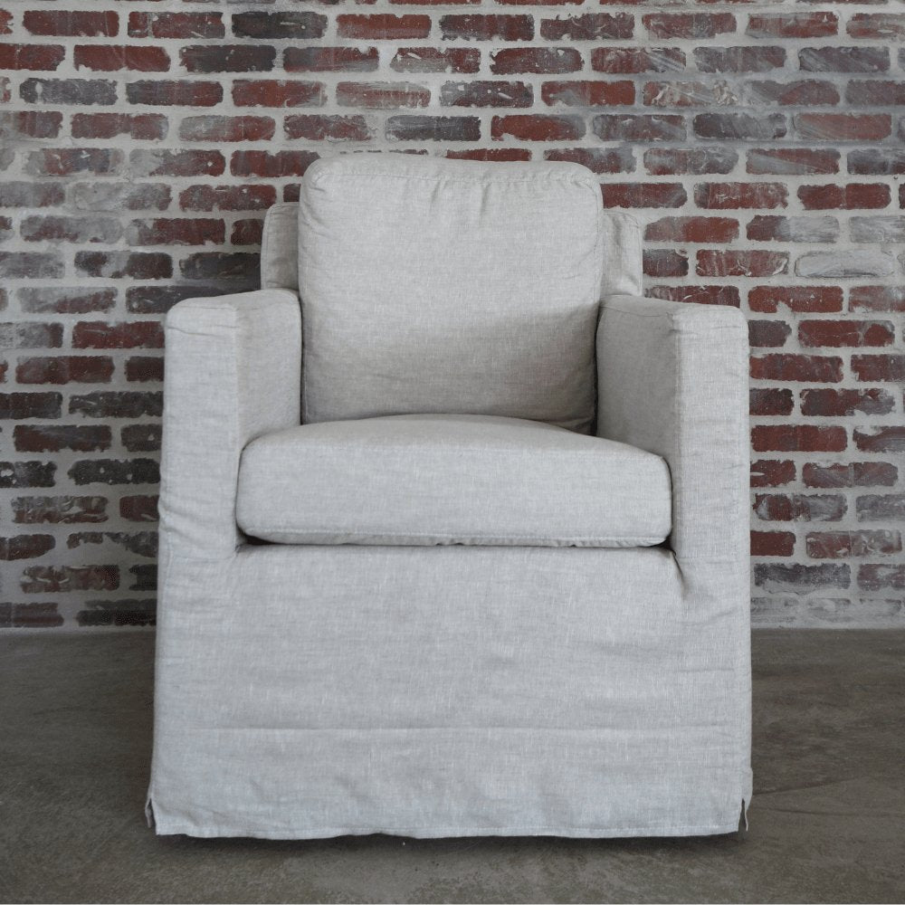 Elegant Louis Linen Swivel Chair - Premium Seating