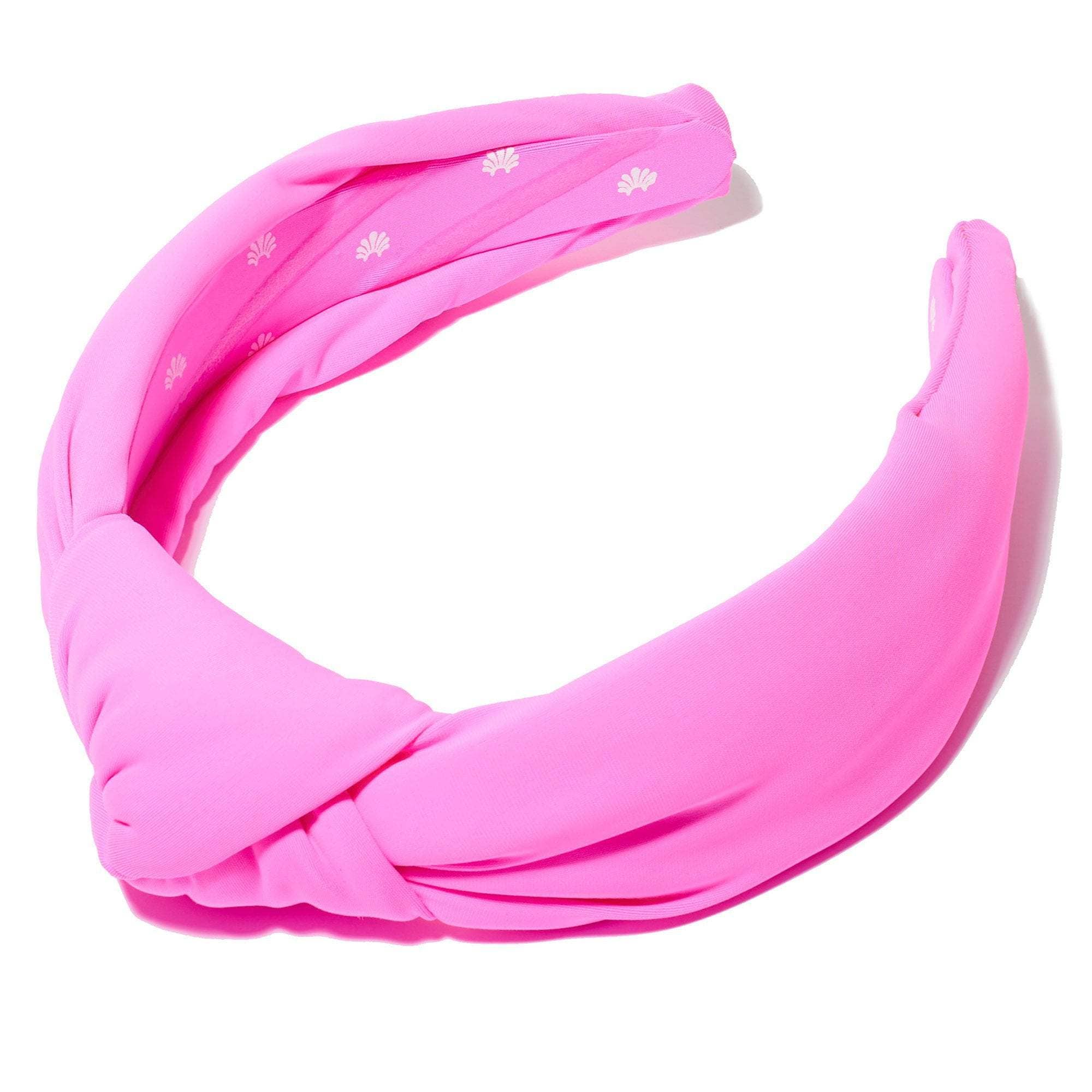 Lele Sadoughi Magenta Neoprene Headband with Silicon Strip | Magenta Neoprene Workout Headband | Hand-Knotted Neoprene Headband - Shoppe Details and Design.