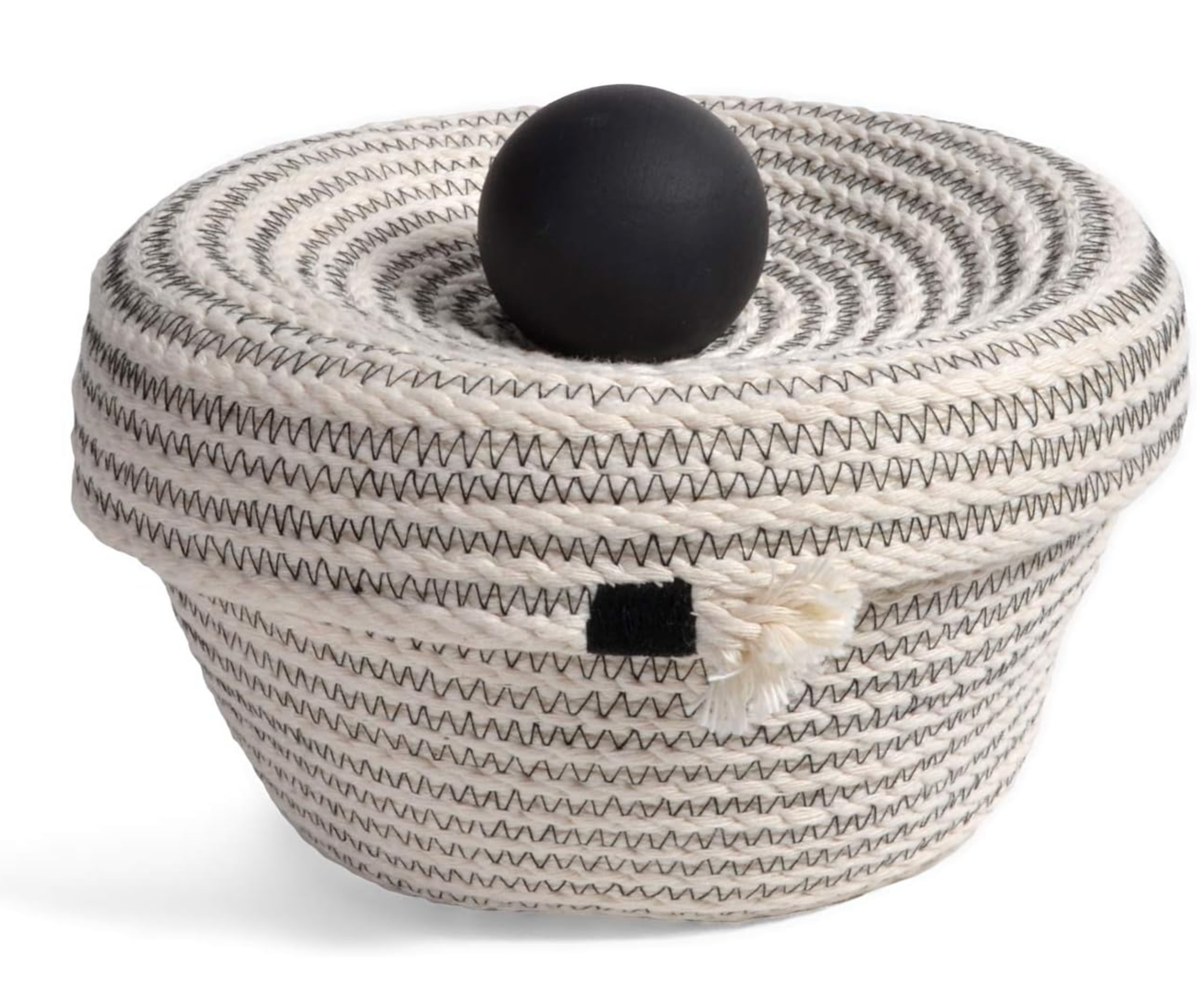 Handmade Medium Knob 6-inch Woven Storage Basket with Lid - Shoppe Details and Design.