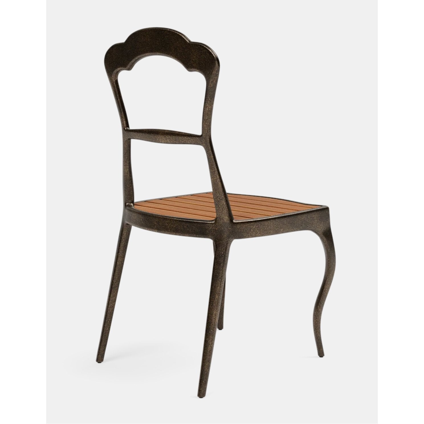 Modern Ithaca Dining Chair with Metal Frame and Teak Seat