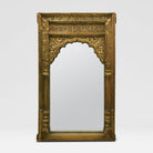 Myla Mirror with hand-carved tin metal frame in antiqued gold.