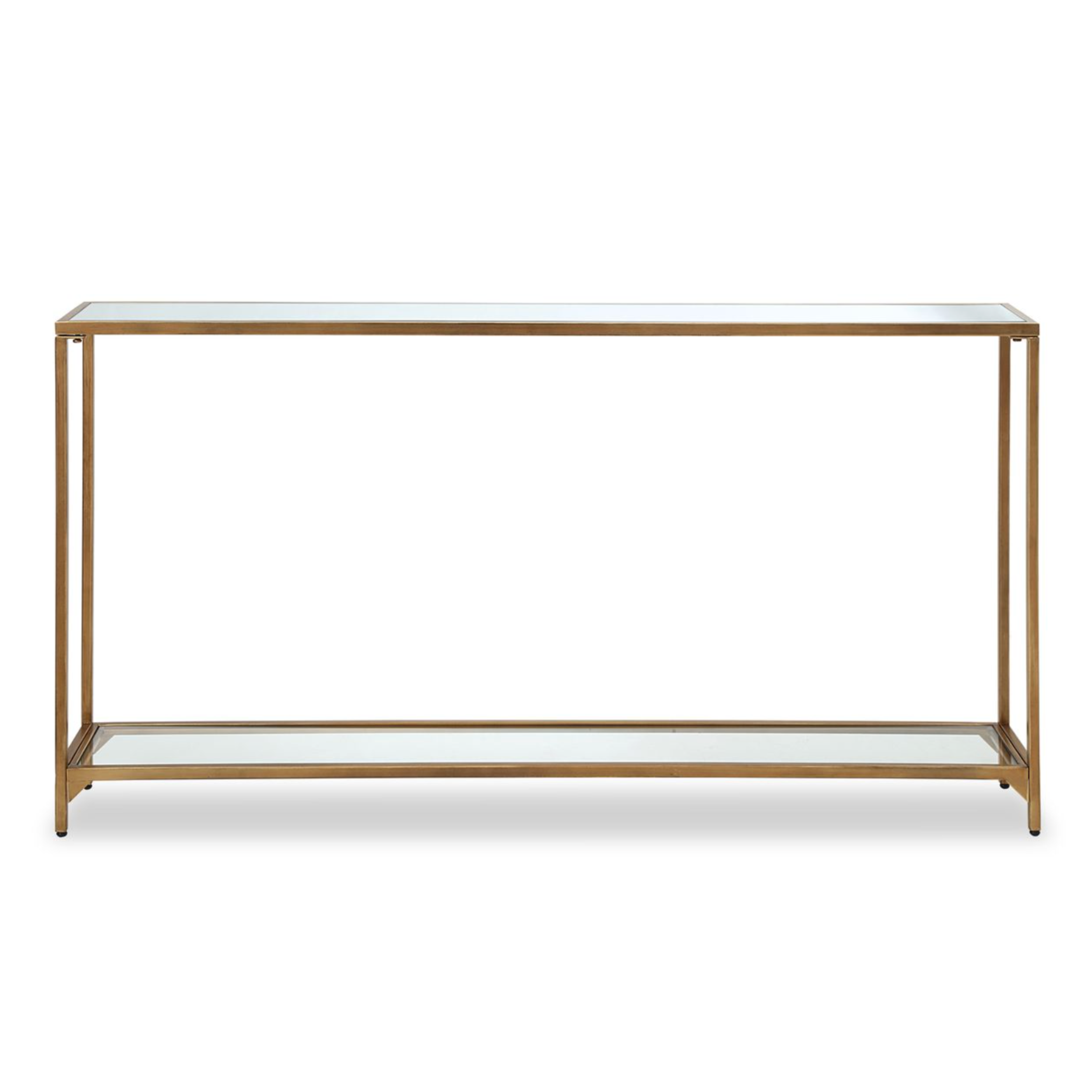 narrow iron and glass console table.